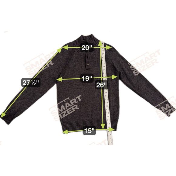 Banana Republic Wool Sweater M Mock Neck Henley Merino Wool Grey Ribbed Preppy - Picture 8 of 8